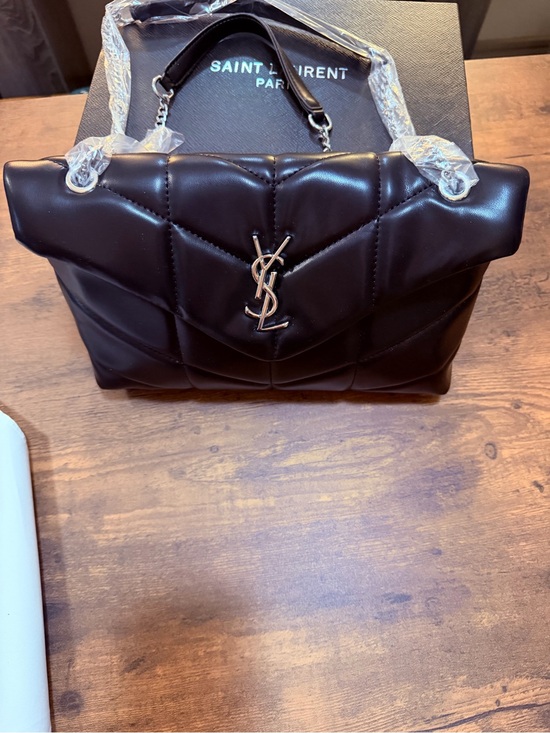 Noname Handbags - Black Quilted Leather Shoulder Bag with Silver YSL Logo